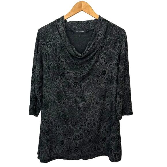 Cut Loose Tunic Top Womens Cowl Neck Textured Swing 3/4 Sleeve Gray Size Large - Picture 1 of 6